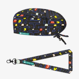 Gorro Quirúrgico y Lanyard PAC-MAN Pelo Largo